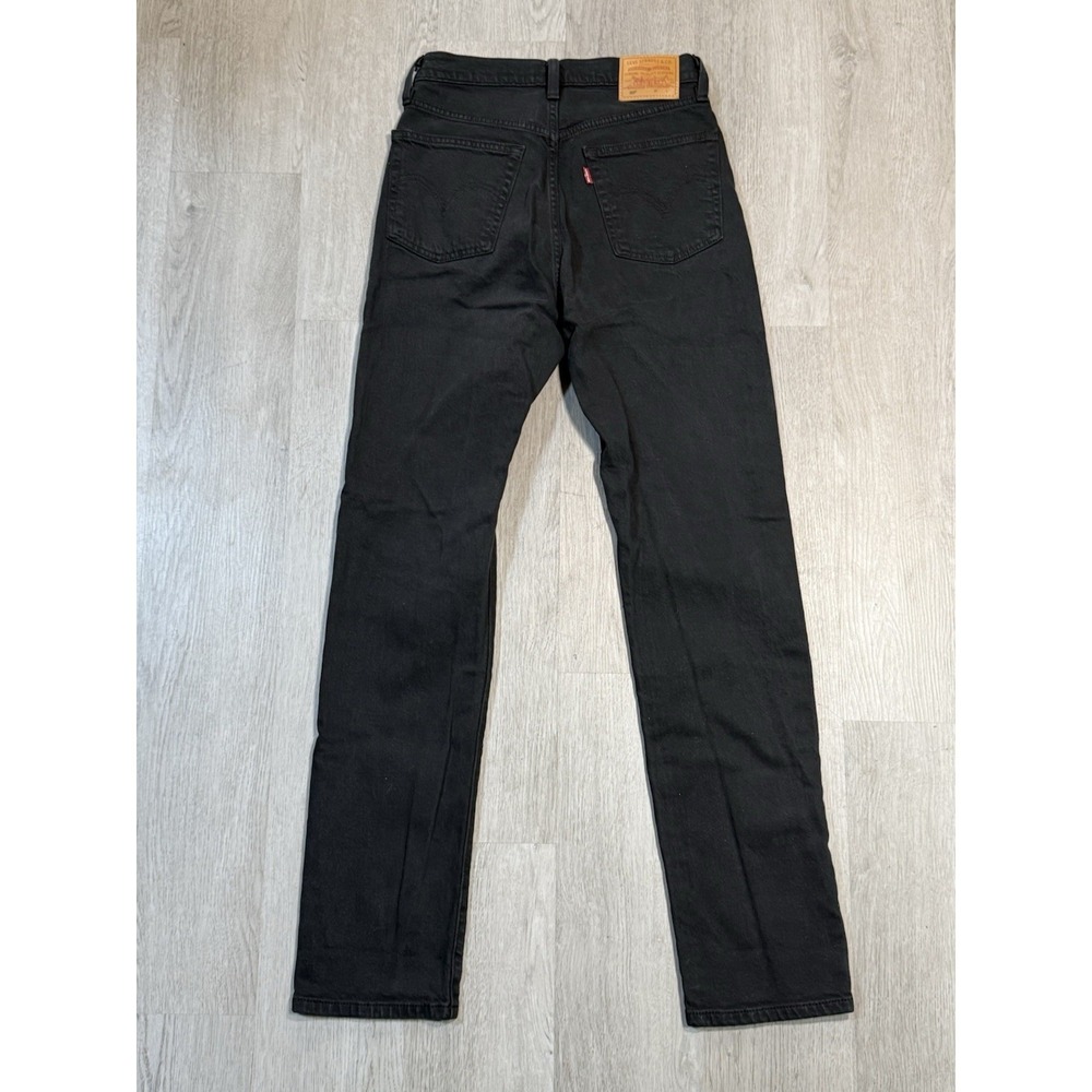 Levis 501 Straight Leg Button Fly Denim Jeans Men's 25Wx32L Black Comfort Casual - Picture 10 of 13